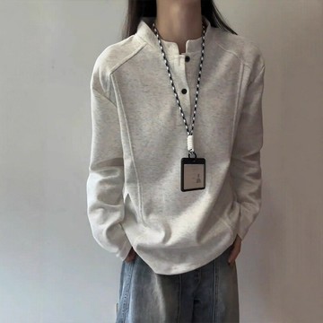 美式cleanfitPOLO衫男秋季新款男士休閑高級感翻領衛衣長袖T恤衫鑫弘-衣錦男裝