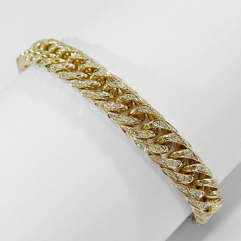 18K 喜平 ダイヤモンド ブレスレット 6面 ダブル ダイヤ 70g