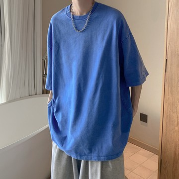 日系復古水洗做舊蠟染短袖T恤 / 100%中磅230g純棉 / 男女皆可穿 / 9色 / S-5XL / 大尺碼【QTJBYT230】