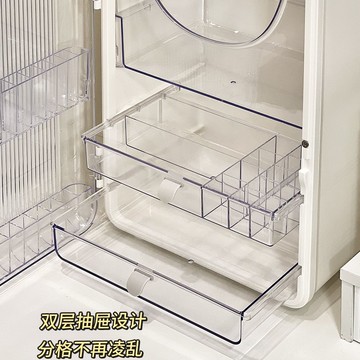 透明大容量桌面收納盒學生宿舍辦公桌書桌文具化妝品置物架展示柜 z8092