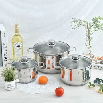 WMF Diadem Plus 德國 316 不鏽鋼高深湯鍋 3入組 含蓋 (16,20,24cm) 湯鍋 燉鍋 雙耳鍋  (電磁爐 IH爐可用)