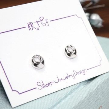 ART64 純銀 月影 圓圈耳針 925純銀耳環 轉珠耳環 鎖珠 抗過敏耳環