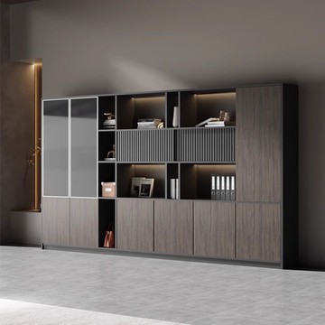 免運/附開票 辦公室老板背景櫃文件櫃木質書櫃儲物櫃資料櫃收納櫃落地玻璃門D