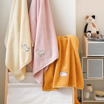 通用家居男女純棉卡通動物加厚柔軟浴巾擦身寢室小熊白色成人裹巾