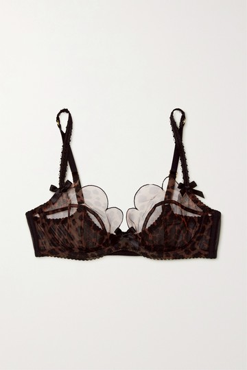 Agent Provocateur - Lorna Scalloped Leopard-print Tulle Underwired Soft-cup Bra - Leopard print - 38DD