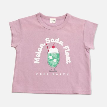 日本 Chil2 - 100%棉 定番印花短袖上衣-冰淇淋聖代-粉紫