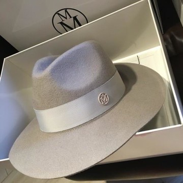 法國M標新款歐美時尚禮帽女韓版百搭毛呢大檐氈帽秋冬天爵士帽子