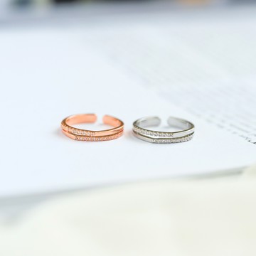 簡約鑲鑽戒指(J042L0O008A) - JUJURY