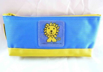 【震撼精品百貨】Miffy 米菲兔米飛兔 寬底平口帆布筆袋 藍底黃獅子  震撼日式精品百貨
