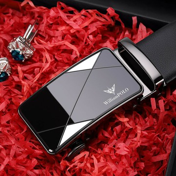 保羅皮帶男士真皮高級感商務自動扣合金腰帶男款廣州皮帶正品