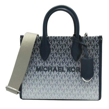 【MICHAEL KORS】荖花漸層方型鞋背包-藍白漸層