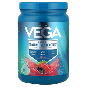 Vega, 優質，蛋白質 + Supergreens™，什錦漿果味，1 磅 2 盎司（510 克）
