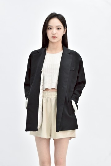 加購優惠(XL) 黑色棉質撞色外套