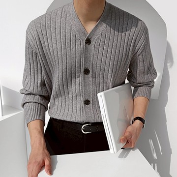 正韓質感條紋針織Y領開襟衫 5色 YUPPIE 預購商品 0911