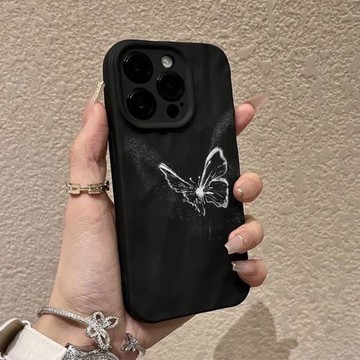 后勤高端&小眾簡約蝴蝶白新款個性適用于iphone16 pro max手機殼蘋果15/14/13/12硅膠防摔全包創意高級簡約