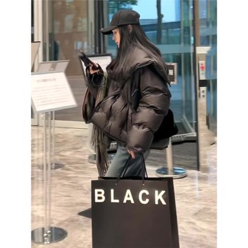 歐貨2025冬新款韓系高級感大翻領寬松短款加厚輕薄羽絨棉服外套女