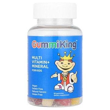 GummiKing, 兒童多維生素 + 礦物質軟糖，草莓、橙子、檸檬、葡萄、櫻桃和葡萄柚味，60 粒