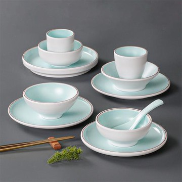 祥源美密胺餐具擺臺四件套商用餐廳飯店火鍋店碗碟杯套裝仿瓷創意