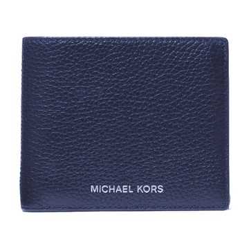 MICHAEL KORS - 燙字LOGO荔枝紋皮革短夾 (深藍)