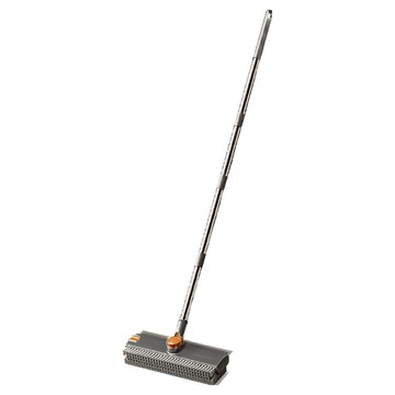 二合一旋轉地板刷(刮水掃把/浴室刷子/長柄刷/浴室清潔刷)  1個  灰色