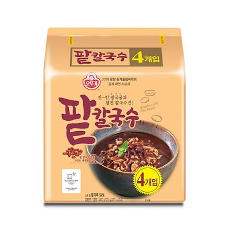 Red　gruel　LINEショッピング　オットギ]　小豆カルグクス　bean　韓国ラーメン　小豆麺　adzuki-bean　120*4袋　noodles