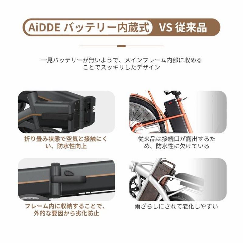 型式認定済み！女性の方も楽々」電動自転車 14インチ AiDDE 電動