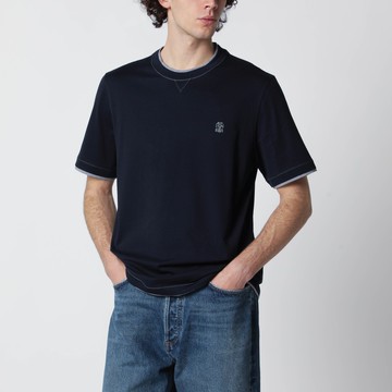 Navy blue T-shirt with faux layering