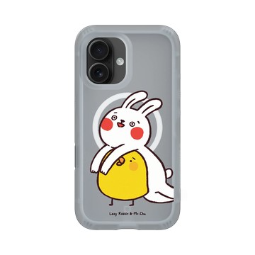 iPhone 16 AirX 流變灰 - 懶散兔與啾先生 Lazy Rabbit and Mr.Chu - 黏著你