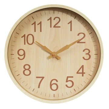 TRENY 大福 靜音木紋時鐘掛鐘 - 白木紋  白木纹