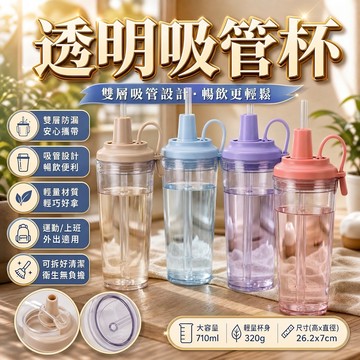 【隔日到貨】透明吸管杯 吸管杯 杯子 水壺 飲料杯 環保杯 隨行杯 水杯 大容量水壺 隨行吸管杯 便攜杯
