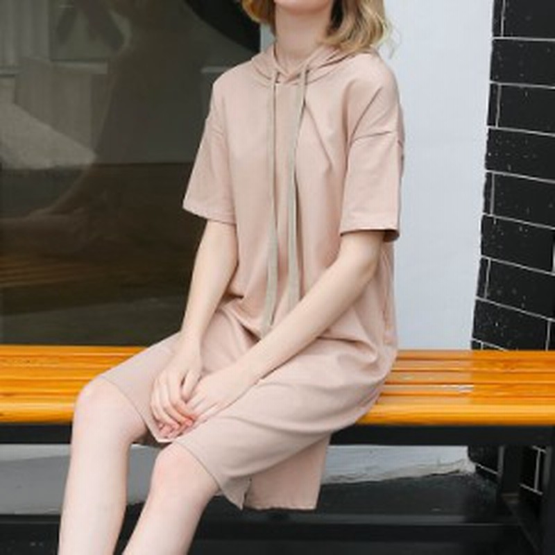 ワンピース パーカーワンピース パーカーワンピ 半袖 膝丈 ひざ丈 無地 シンプル カジュアル 大人 ゆったり 体型カバー P6108 通販 Lineポイント最大1 0 Get Lineショッピング