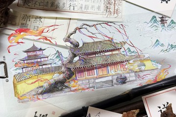 千年古剎 PET 紙膠帶 貝殼光 10米卷