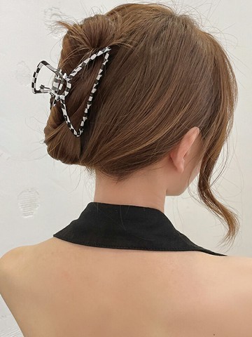 韓國ins棋盤格抓夾后腦勺盤發夾子復古氣質夏季發夾網紅新款發飾