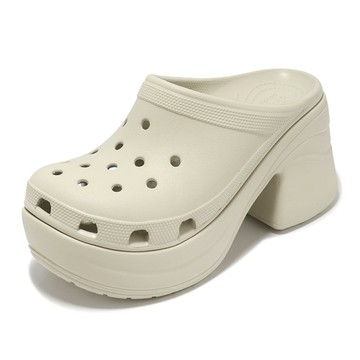 Crocs 洞洞鞋 洞洞鞋 Siren Clog 女鞋 骨白色 人魚鞋克駱格 後底 增高 跟鞋 卡駱馳 2085472Y2