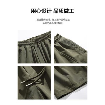 LAZY DAY原創男裝日系純色繡標工裝短褲男夏季寬松薄款速干五分褲