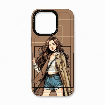 iPhone 16 Pro 殼 TRON IPhone 16 Pro 雜誌風女孩 太空殼 透黑款 手機殼