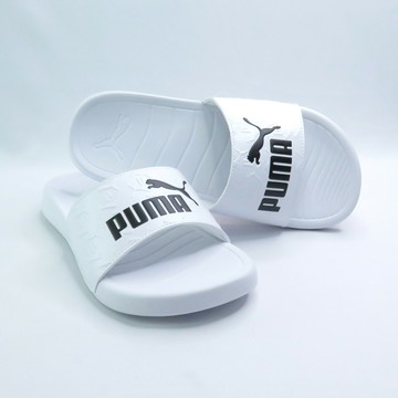 PUMA 39542002 Popcat 20 Superlogo 男女款 拖鞋 海綿內襯 白x黑【iSport愛運動】
