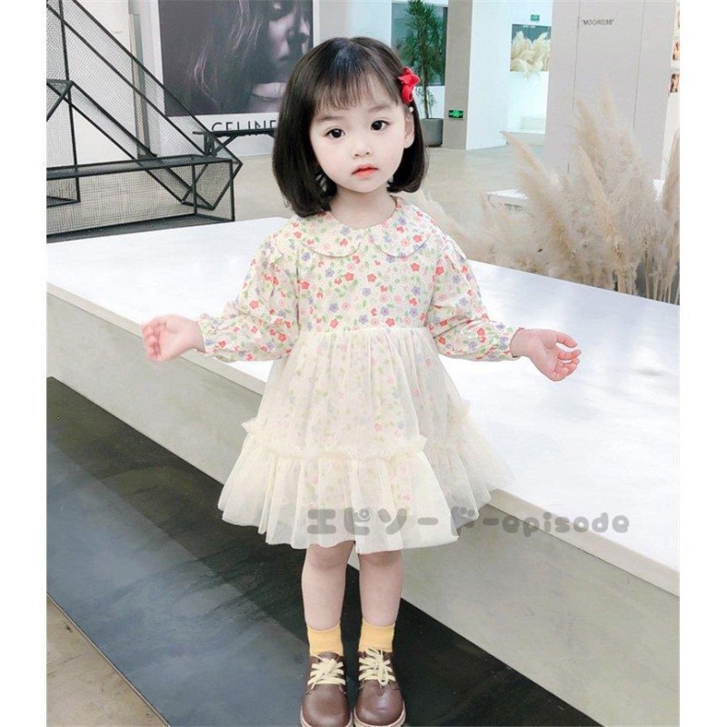 子供服 ワンピース 韓国子供服 キッズ 女の子 長袖ワンピース 花柄