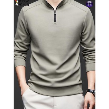 啄木鳥男士長袖t恤韓版潮流立領春秋戶外中年休閑運動半拉鏈衛衣