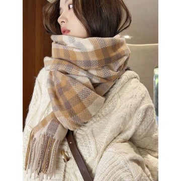 Winter Warm Cashmere Scarf Plaid Shawl 2024秋冬加厚保暖圍巾