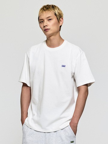 Air Mesh Box Logo Cotton-Polyester Tee [Beige]