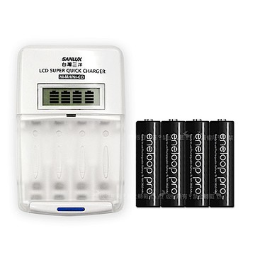 三洋旗艦型充電器+國際牌黑鑽eneloop PRO 低自放4號950mAh充電電池(4顆)