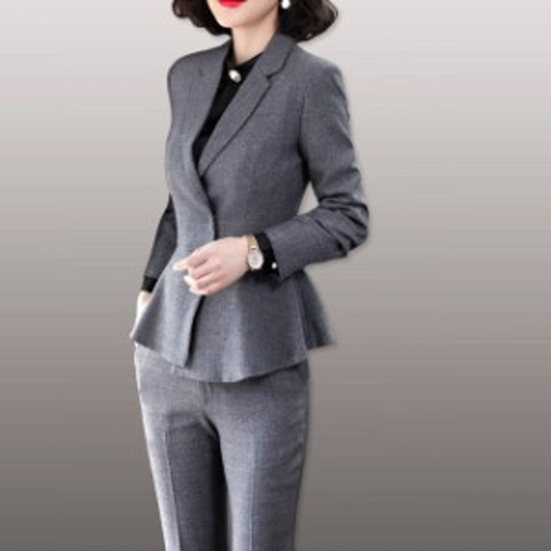 良質 パンツスーツ チェック柄 レディース セットアップスーツ 上下セットレディース 春秋冬 長袖 2点セット スーツ Ol 通勤 フォーマルスーツ パンツスーツ Backtohealthwoodbury Com