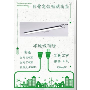 冰塊吸頂燈 節電高光效4尺 白光/自然光