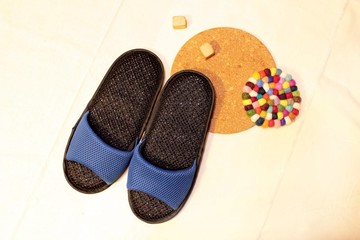 AC RABBIT 低均壓室內機能氣墊拖鞋-露趾款-藍色 舒適 減壓 原創