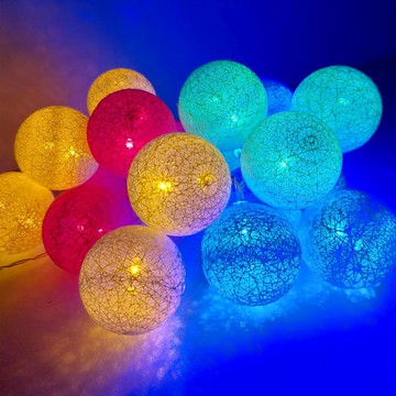 摩達客-LED20燈-絲線網球燈球殼燈聖誕燈耶誕燈-四彩色系四彩色系(USB&電池二用款)