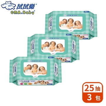 拭拭樂 超厚嬰兒超純水柔濕紙巾 25抽x3包(便利包)