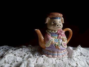 【老時光 OLD-TIME】早期美國製小豬夫人茶壺