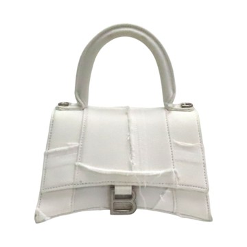 BALENCIAGA 巴黎世家 白色 單寧布 Hourglass 兩用包 593546 【二手名牌BRAND OFF】
