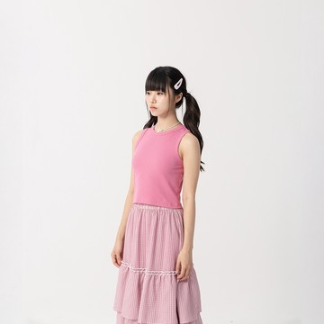 QUEENSHOP_S 女裝 基礎素面坑條合身削肩背心-粉 S/M 現+預 【01099855】